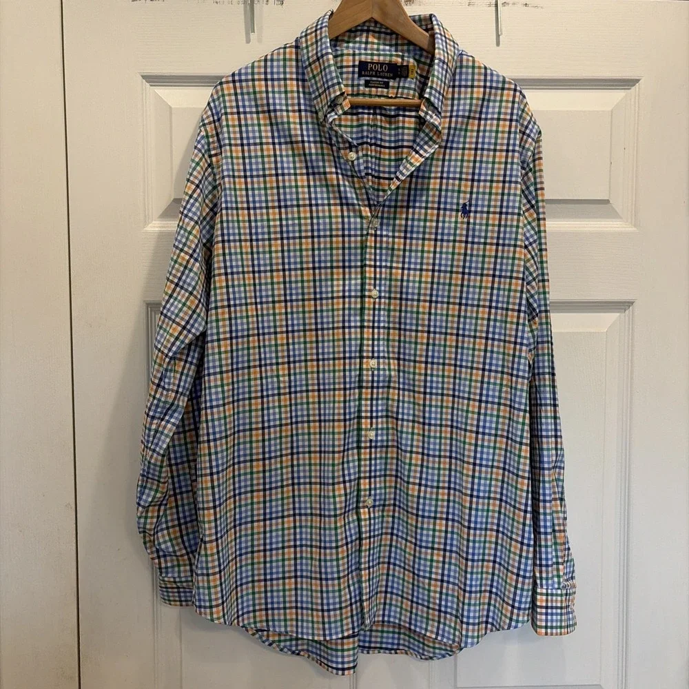 Polo Ralph Lauren Shirt Mens XL Performance Classic Button Up Preppy Gingham
